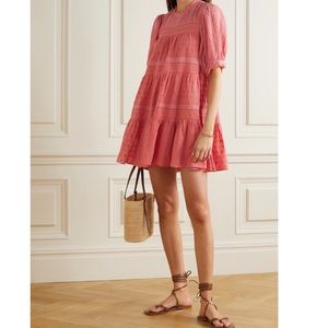 DÔEN Nerine Embroidered Tiered Cotton-voile Dress - Pink Mirage Small